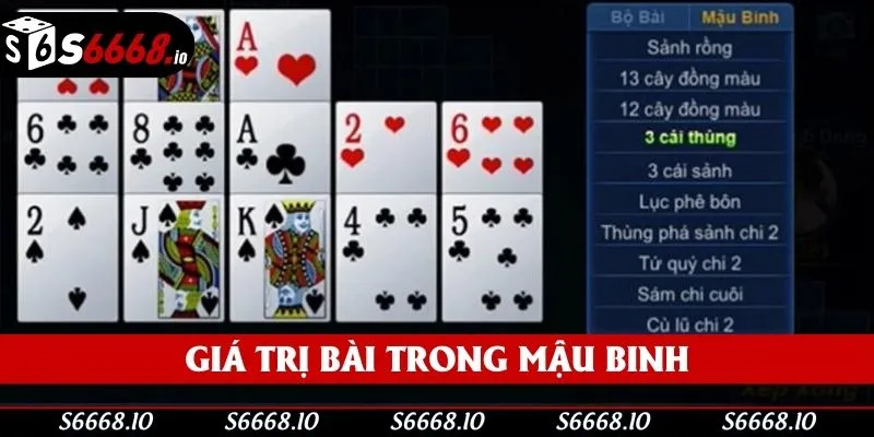 Giá trị các lá theo quy luật của trò chơi